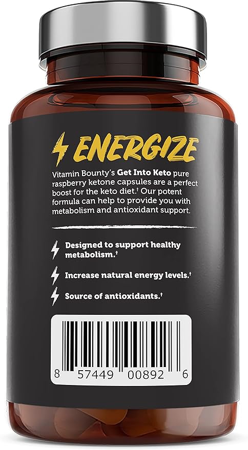 Vitamin Bounty Get Into Keto Pills - Premium Raspberry Ketones, Promotes Ketosis for Women and Men, Supports Keto Diet, Green Tea, Boosts Energy, Non-GMO - 60 Capsules