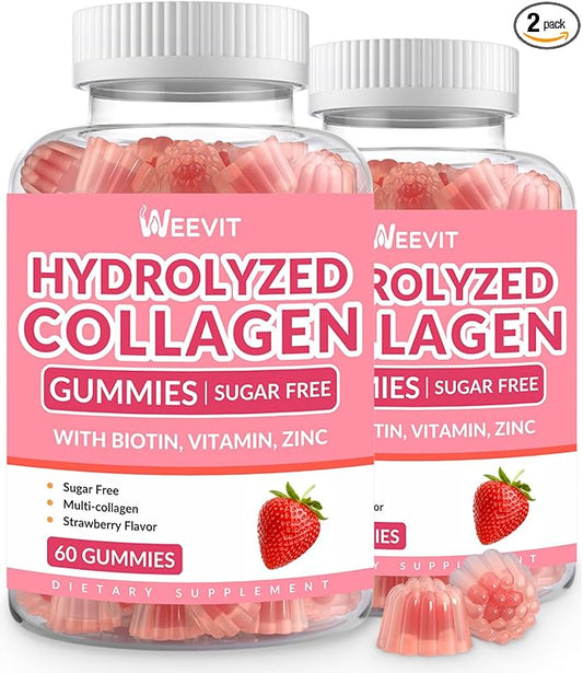 Sugar Free Collagen Gummies for Women, 2000mg Protein 5000mcg Biotin B12, Hydrolyzed