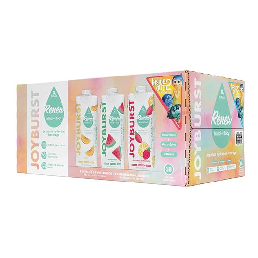 Sugar Free Electrolyte Water, Zero Calorie Hydration Drink, Refresh, Hydrate & Recover, Electrolytes+Vitamin B's + Focus, Comes in Eco-friendly Tetra Pak® (Variety Pack, 18 Packs)
