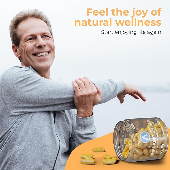Inflame Shield | Turmeric Supplement for Inflammation Support with Ginger, Bioperine, & Bromelain | Joint Support | 180 Capsules for Men and Women