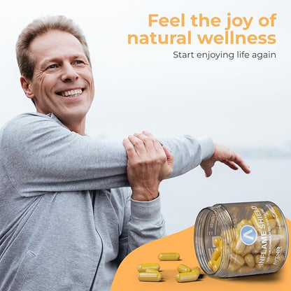 Inflame Shield | Turmeric Supplement for Inflammation Support with Ginger, Bioperine, & Bromelain | Joint Support | 180 Capsules for Men and Women