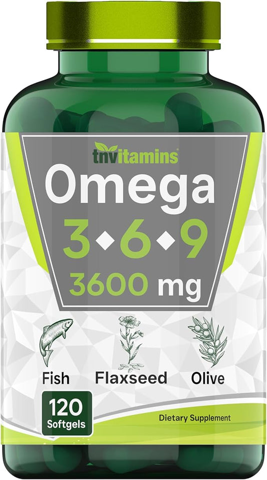 Triple Omega 3◆ 6◆ 9: 3600mg 120 Softgels 3-6-9 Supplement