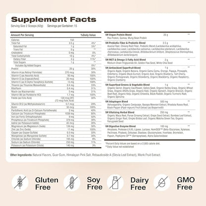VitaHustle ONE - Superfood Meal Replacement Powder, Plant Based Protein Shake Powder, Vegan. 86 Superfoods, Vitamins, & Minerals, Ashwagandha, Adaptogens. Founded by Kevin Hart. (Chocolate & Vanilla 2-Pack)
