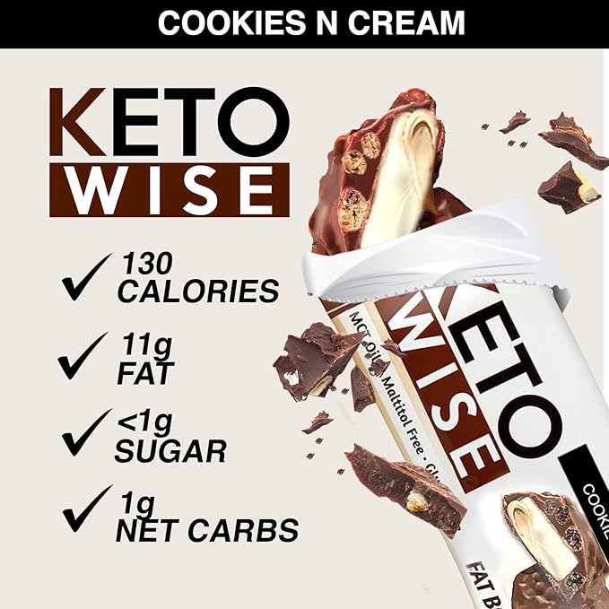 Keto Wise Fat Bombs - Cookies N Cream 16 Count (Pack of 1)