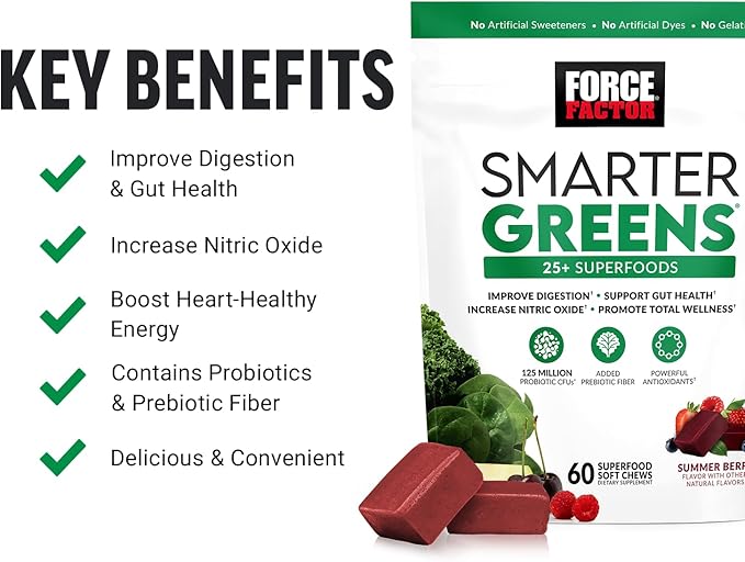 Force Factor Smarter Greens Superfood Chews,