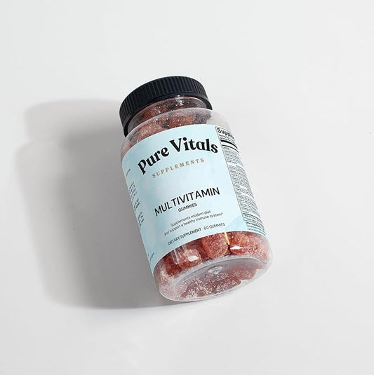 Pure Vitals Multivitamin Gummies - 60 Strawberry Flavored Bears, Convenient Dietary Supplement for Overall Wellness & Immune System