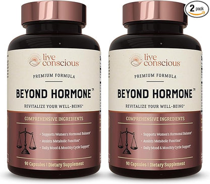 Live Conscious Beyond Hormone Holistic Hormone Balance for Women a DIM w/Myo-Inositol & D-Chiro-Inositol Supplement - Promotes Healthy Estrogen Balance - Everyday PMS Support (2-Pack)
