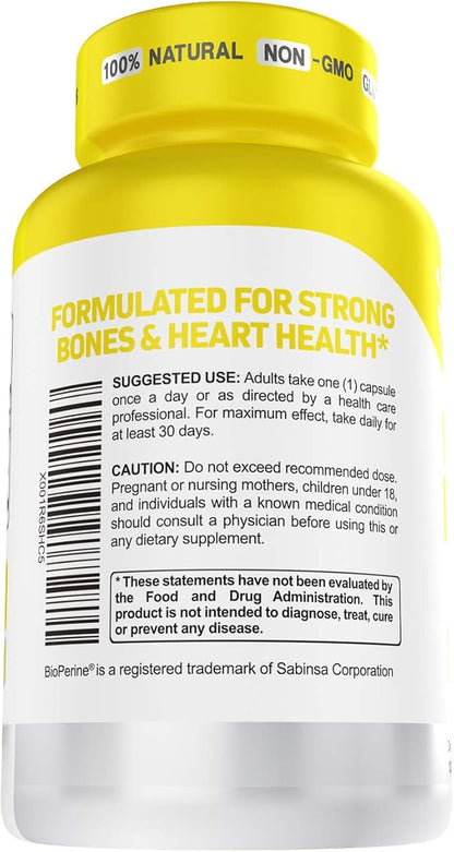 Immune System Support Vitamin K2 (MK7) with D3 5000 Iu Supplement + Bioperine (Black Pepper) | Strong Bones & Heart Health | K2 D3 Complex | Easy to Swallow 120 Veg Capsules