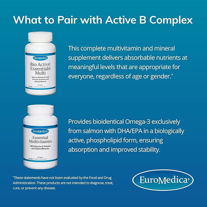 Euromedica Active B Complex 60 Capsules B12, Folate B6 - 60 Servings