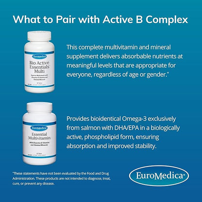 Euromedica Active B Complex 60 Capsules B12, Folate B6 - 60 Servings