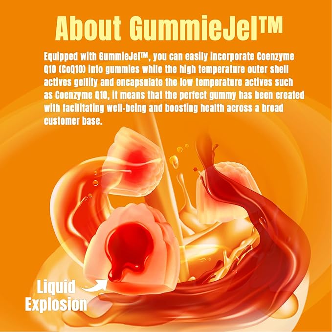 Sugar-Free CoQ10-250mg Filled Gummies 2 Months Omega-3, Vitamin B3 & Q10 Supplements 60Cts
