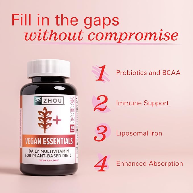 Zhou Vegan Essentials Multivitamin Supplement, B 60 Veg