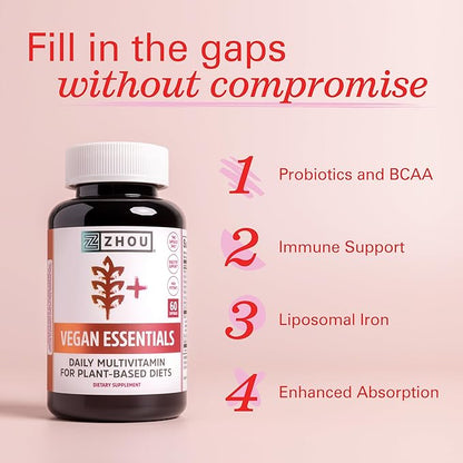 Zhou Vegan Essentials Multivitamin Supplement, B 60 Veg