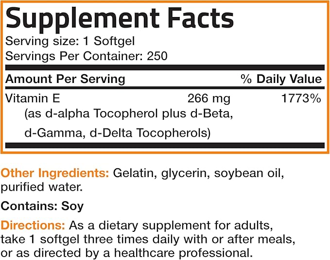 Bronson Natural Vitamin E Complex 400 250 Softgels