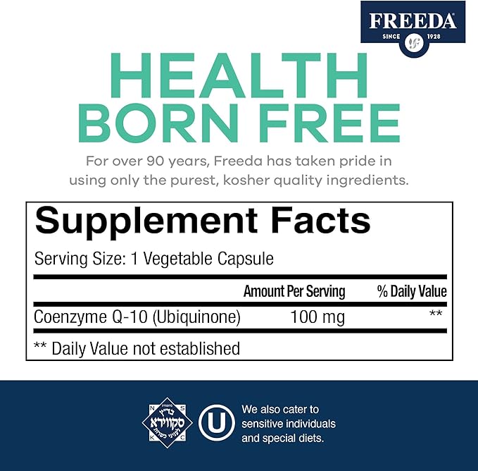 Freeda CoQ10 100mg 10 100mg 100mg - 10 Supplement Q10 Supplement Q-10 CQ10 CQ10 Heart CoQ10 Capsules (100Ct)
