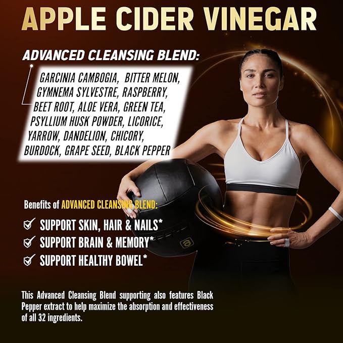 Zolotus 32in1 Apple Cider Vinegar Capsules, 15000mg with 180 Capsules