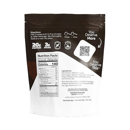 NuGo Slim Dark Chocolate Crunchy Peanut Butter, 17g Vegan Protein, 3g Sugar, 12 Count and NuGo Plant Protein Powder, 20g Protein, 3g Sugar, 25 Servings