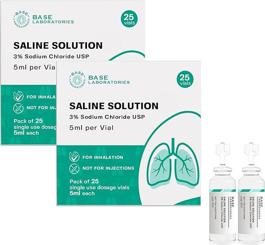 BASE LABORATORIES 3% Saline Solution 3% Concentration (25 x 2) 50 50 Vials 5ml Unit