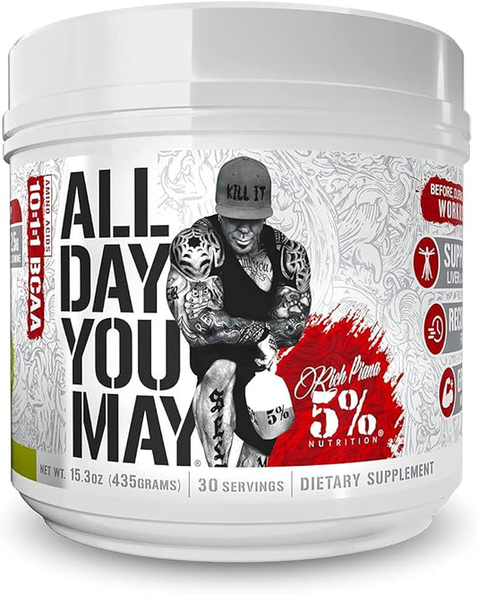 5% Nutrition Rich Piana AllDayYouMay BCAA Powder 15.3 oz, 30 Servings