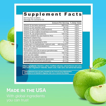 EZ Melts Dissolvable Multivitamin without Iron, 18 Vitamins B12, Vitamin D3, Zinc 1-Month Supply