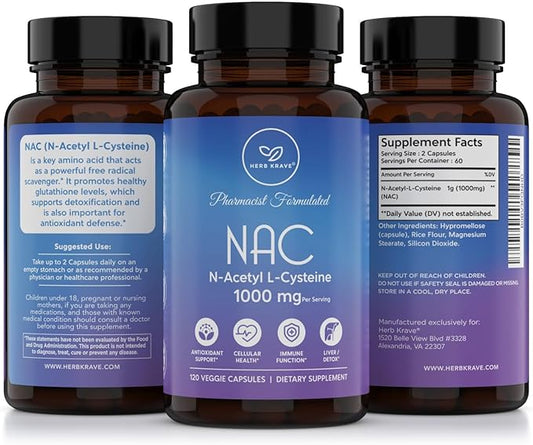 NAC Supplement N-Acetyl Cysteine 1000 mg, 120 N-Acetyl-L-Cysteine