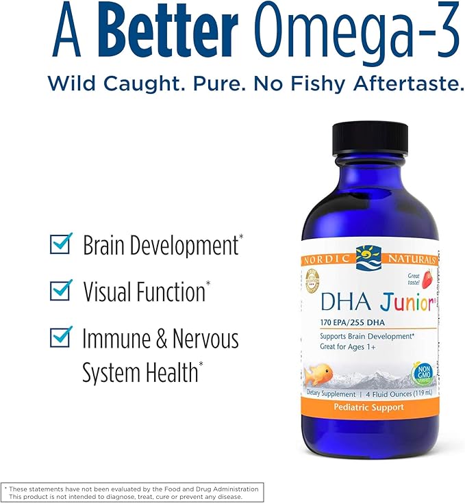 Nordic Naturals Pro DHA Junior, Strawberry 4 oz 530 mg Omega-3s with 48 Servings