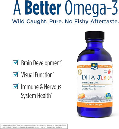 Nordic Naturals Pro DHA Junior, Strawberry 4 oz 530 mg Omega-3s with 48 Servings