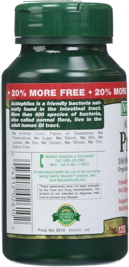 Nature's Bounty Probiotic Acidophilus, 360 Tablets (3 X 120 Count 360 Count
