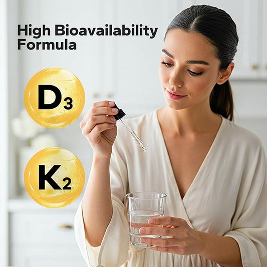 Vitamin D3 K2 Liquid Drops (1 Fl oz, 30 ml), K2 D3 Vitamin Supplement, 10,000 IU D3 + 200mcg MK7, with MCT Oil, Supplement for Bone and Immune Support, Natural & Non-GMO