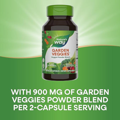 Nature's Way Daily Garden Veggies, Veggie 900mg per 2-Capsule Serving, 60 Capsules