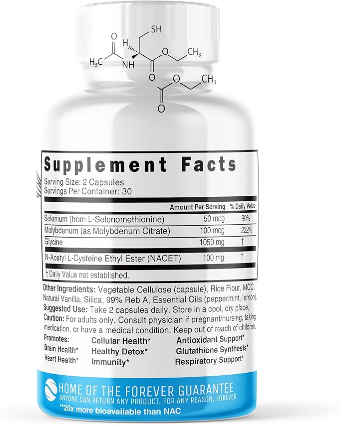 GlyNAC-ET NAC Supplement N-Acetyl Cysteine Ethyl Ester 20x More (60 Capsules)