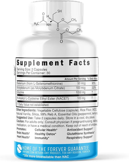 GlyNAC-ET NAC Supplement N-Acetyl Cysteine Ethyl Ester 20x More (60 Capsules)