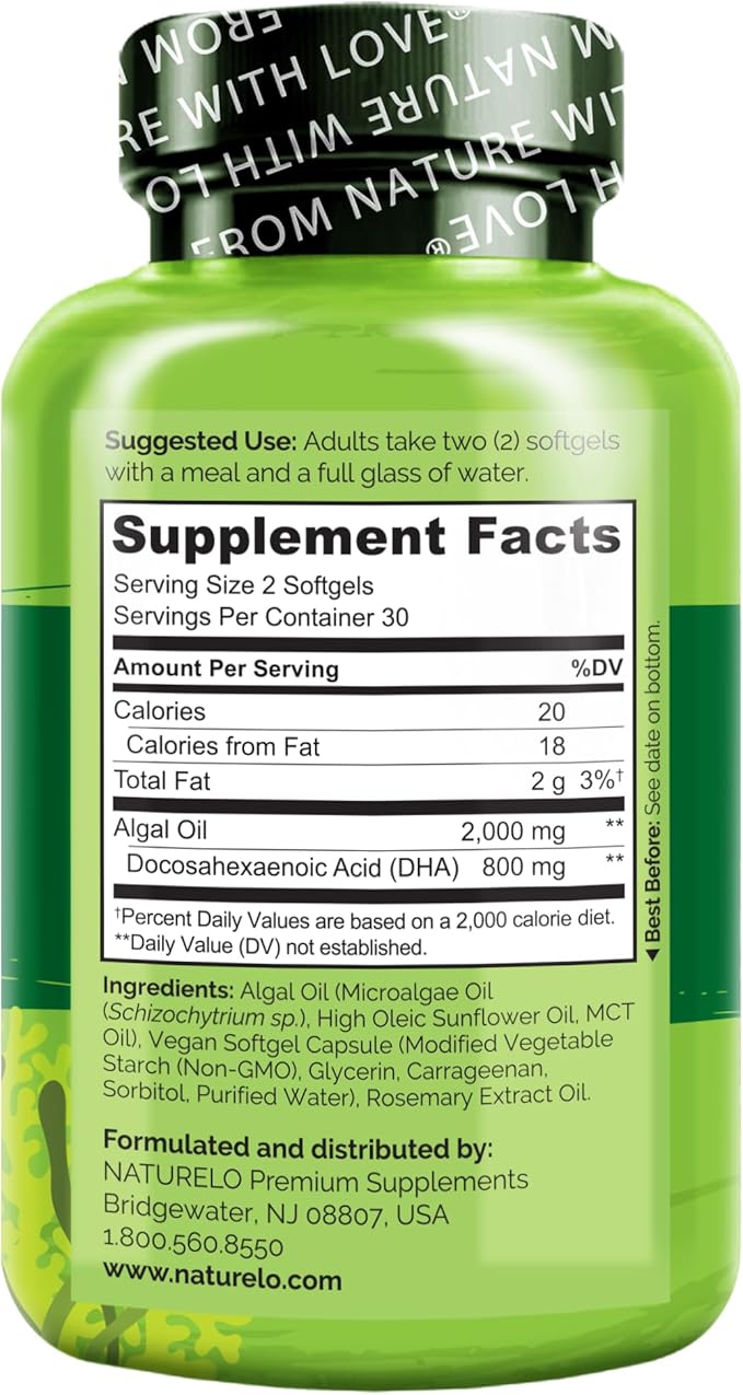 NATURELO Vegan DHA 3 Oil 60 Softgels