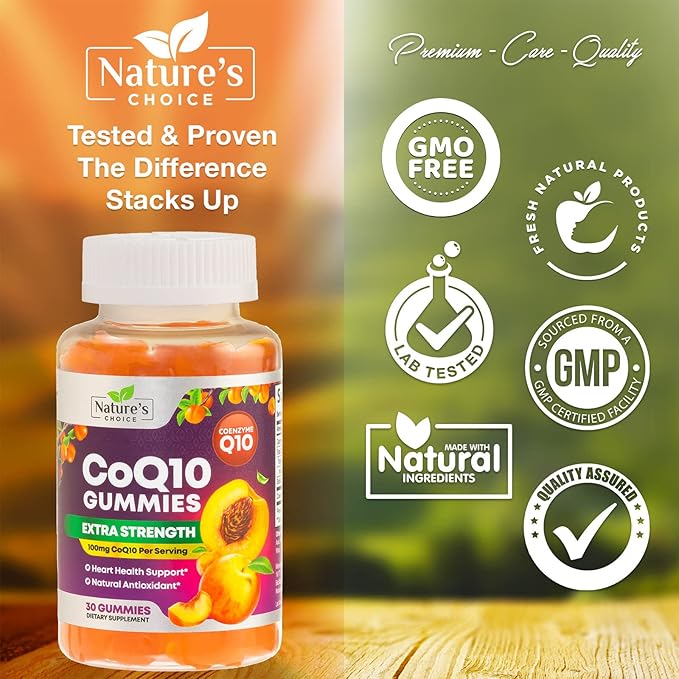 CoQ10 100mg Gummies 3X Better Q10 Vitamins, 10 Supplements, 30 CoQ10 CoQ10 Gummies