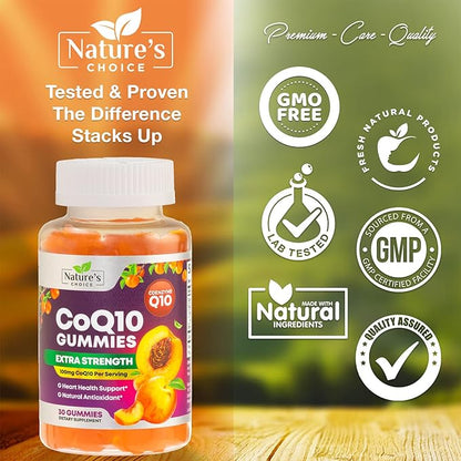 CoQ10 100mg Gummies 3X Better Q10 Vitamins, 10 Supplements, 30 CoQ10 CoQ10 Gummies