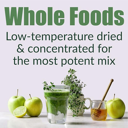 Raw Super Greens Powder Daily Juice Drink with Probiotics and Digestive Enzyme Blend - Whole Food Sourced, 46 Plant-Based Nutrients, Non-GMO, Spirulina, Chlorella, Wheatgrass (30 Servings)