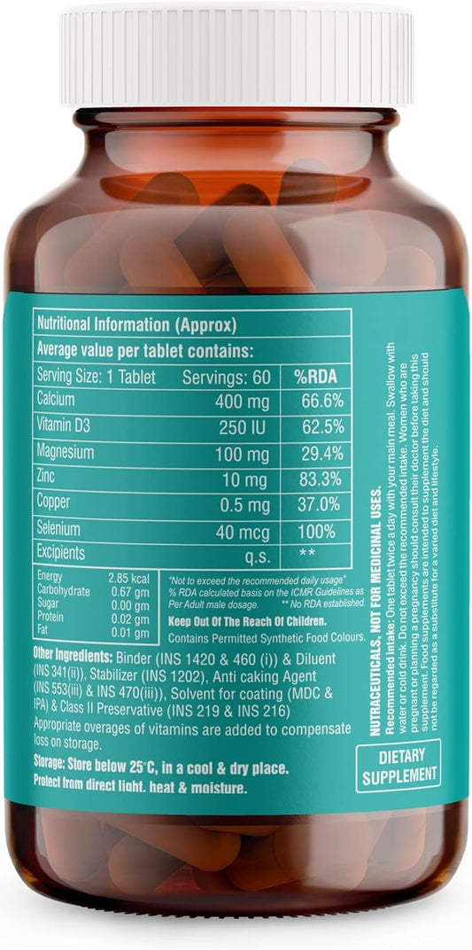 KalciBest Calcium Tablets for Men & Women 60 Vegan D3 -