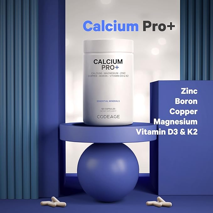 Codeage Calcium 500mg Supplement + Magnesium D3 Vitamin K2 - 2-Month Supply- 120 Capsules