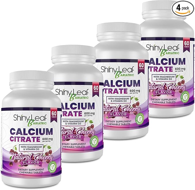 Shiny Leaf Bariatric Calcium Citrate 600 60 Ct D3, Natural (4 Months)