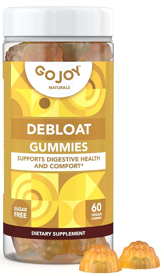 GOJOY NATURALS Lemon Debloat Gummies - Bloating, Gut Health & Digestive Support Herbal Supplement for Women & Men - Non-GMO, Sugar, Soy & Gluten Free - Vegan (30 Servings)