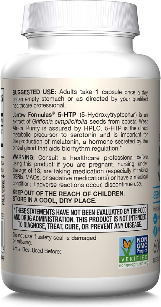 Jarrow Formulas 5-HTP, 100 mg, Serotonin 60 Veggie 60 Day