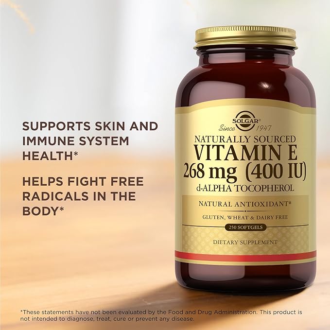 SOLGAR Vitamin E 268 mg (400 IU) 250 Softgels 250 Servings