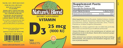 Nature's Blend Vitamin D3 1000 IU 300 Tablets