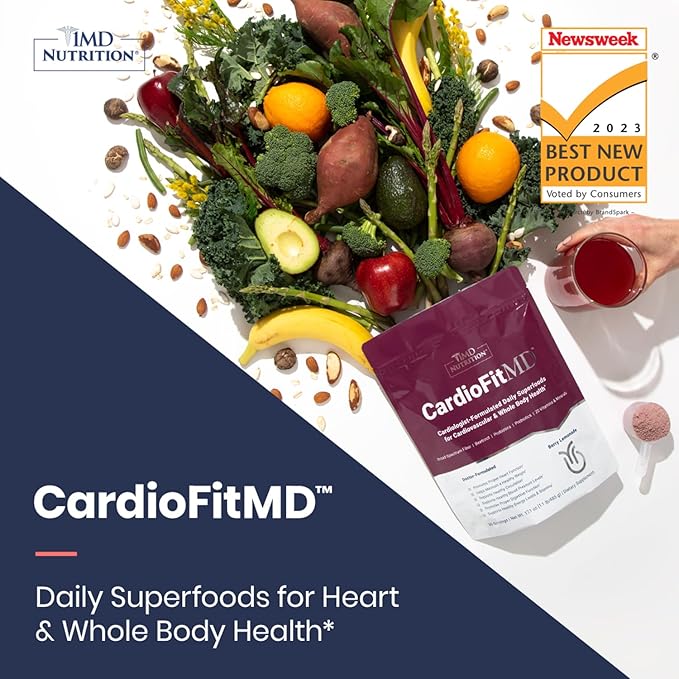 1MD Nutrition CardioFitMD - Vegan Beets Superfood Keto-Friendly Heart Health Powder - Fiber Nutritional Supplement Drink - 30 Servings (2-Pack)