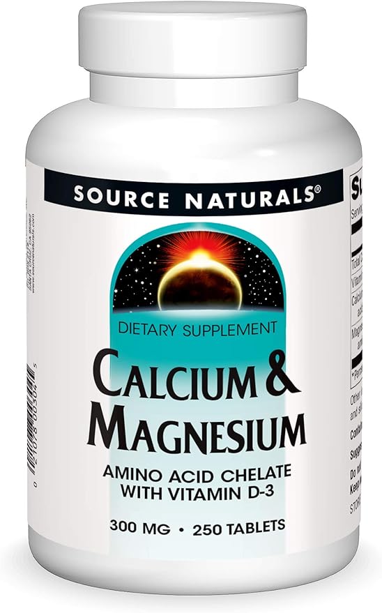 Source Naturals Calcium & Magnesium, Amino D-3, 300 300 MG 250 Tablets