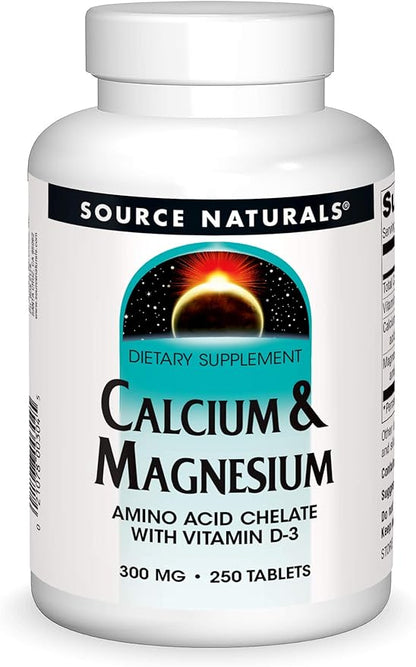 Source Naturals Calcium & Magnesium, Amino D-3, 300 300 MG 250 Tablets