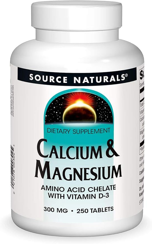 Source Naturals Calcium & Magnesium, Amino D-3, 300 300 MG 250 Tablets