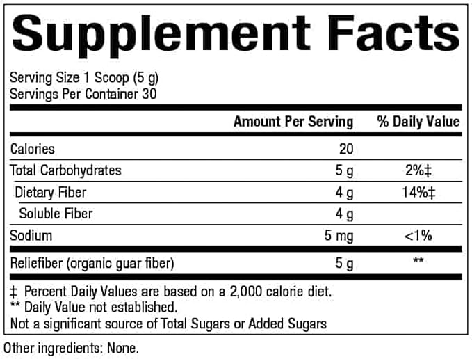 Natural Factors, Organic Low FODMAP Reliefiber, 5.3 Oz