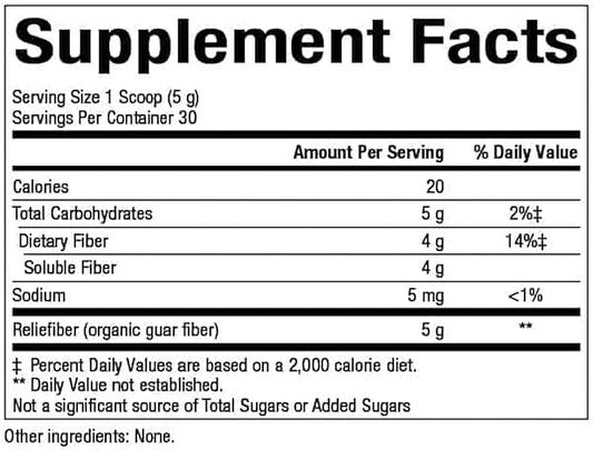 Natural Factors, Organic Low FODMAP Reliefiber, 5.3 Oz