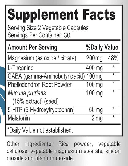 Natural Calm Sleep Aid with Magnesium, 5-Htp | 60 Capsules